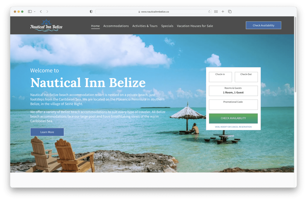 Nautical Inn Belize Website Design