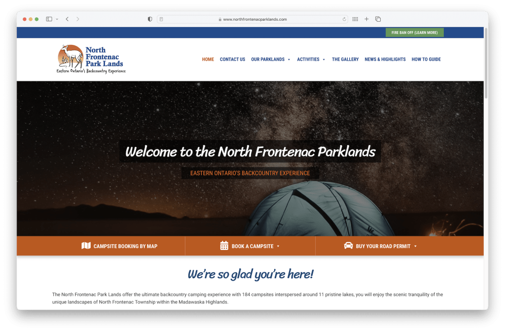 North Frontenac Park Lands Website Design