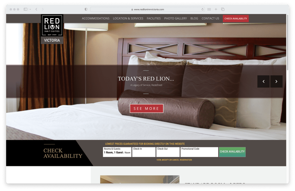 Red Lion Inn Victoria Website Design