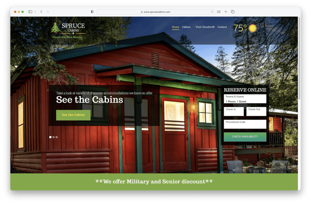 Spruce Cabins Website Design