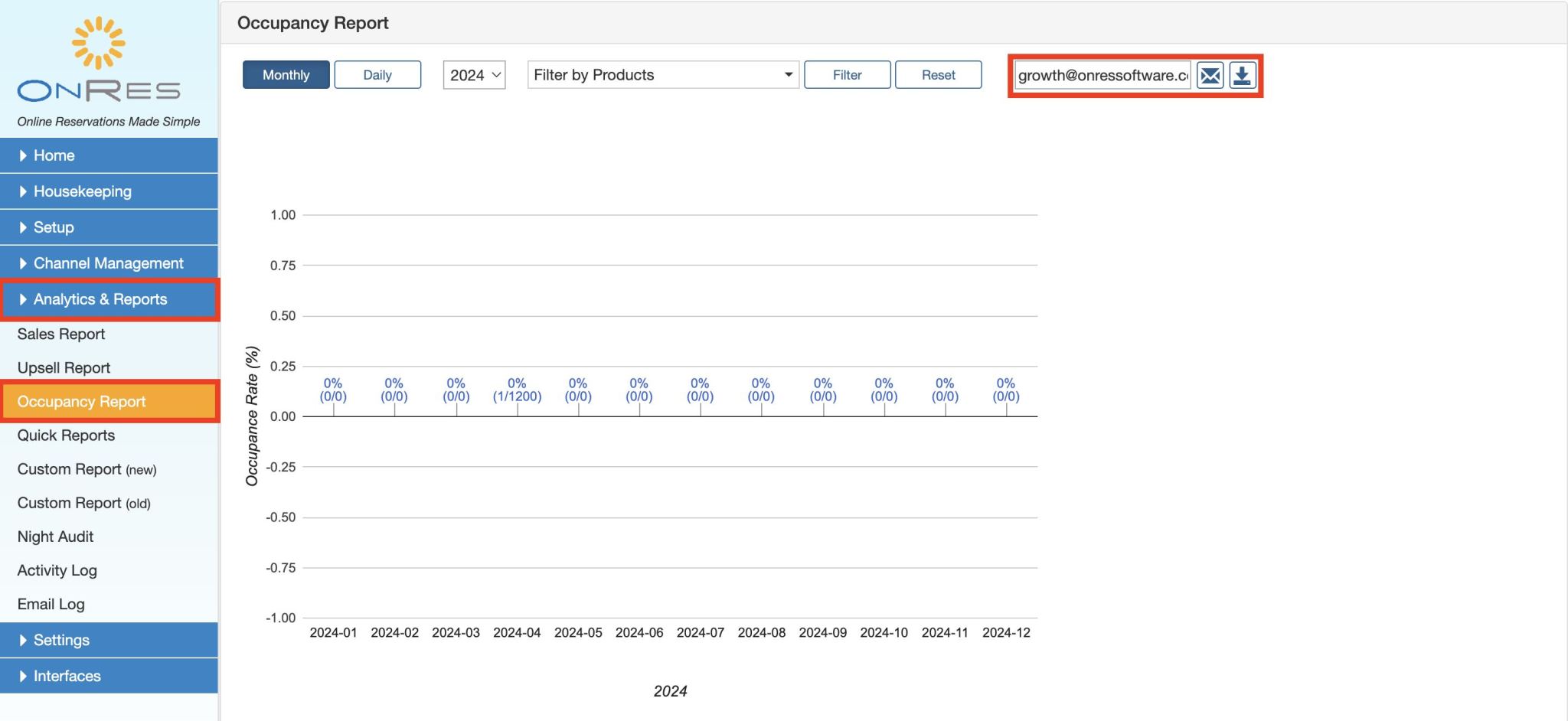 How to email or export the Occupancy Report? - OnRes