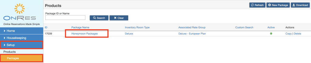 Modify a package in the OnRes system
