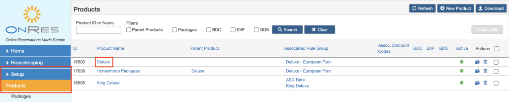 Modify a product in the OnRes system