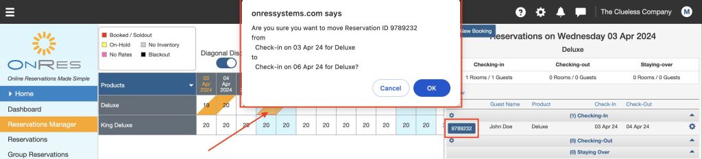 How to modify reservations in OnRes system? - step 1