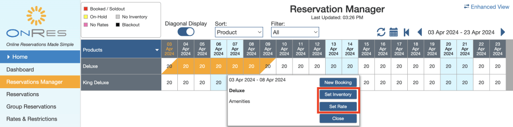 This is what you can do on the date grid in the OnRes system