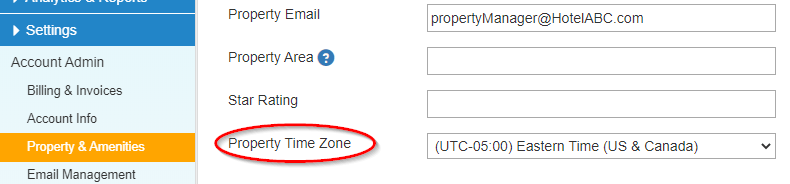 Property timezone configuration in OnRes
