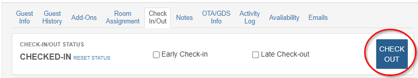Checking a guest out from Reservation Details window